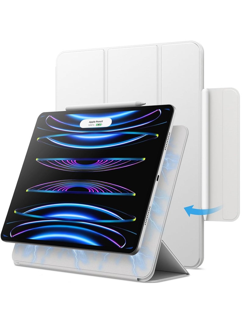 Jetech Magnetic Case for Ipad Pro 12.9 Inch (6th/5th/4th/3rd Generation) Pencil 2nd Charging Magnetic Attachment Cover Auto Wake Sleep Silver - Image 1