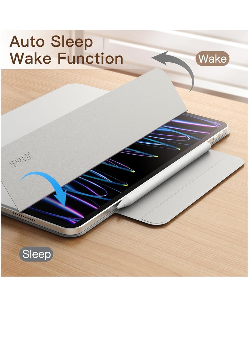 Jetech Magnetic Case for Ipad Pro 12.9 Inch (6th/5th/4th/3rd Generation) Pencil 2nd Charging Magnetic Attachment Cover Auto Wake Sleep Silver - Image 4