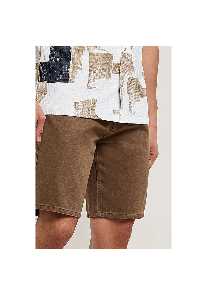 R&b  Solid Denim Shorts with Button Closure for Men | Best Price UAE