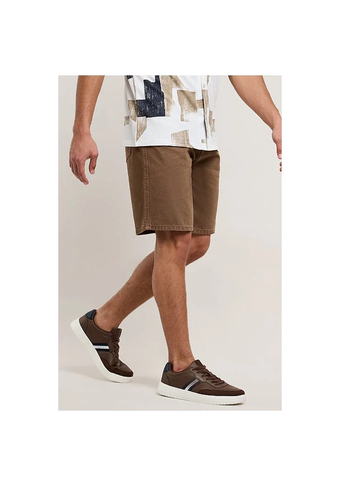 R&b  Solid Denim Shorts with Button Closure for Men | Best Price UAE