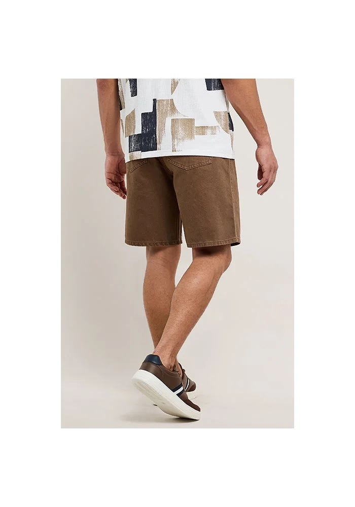 R&b  Solid Denim Shorts with Button Closure for Men | Best Price UAE