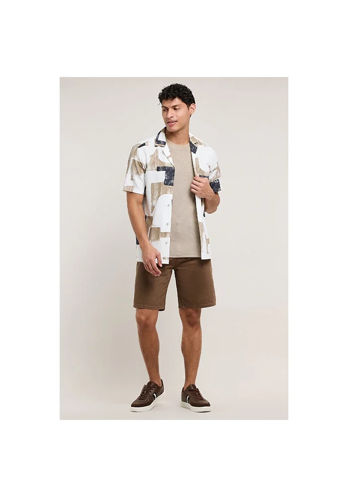 R&b  Solid Denim Shorts with Button Closure for Men | Best Price UAE