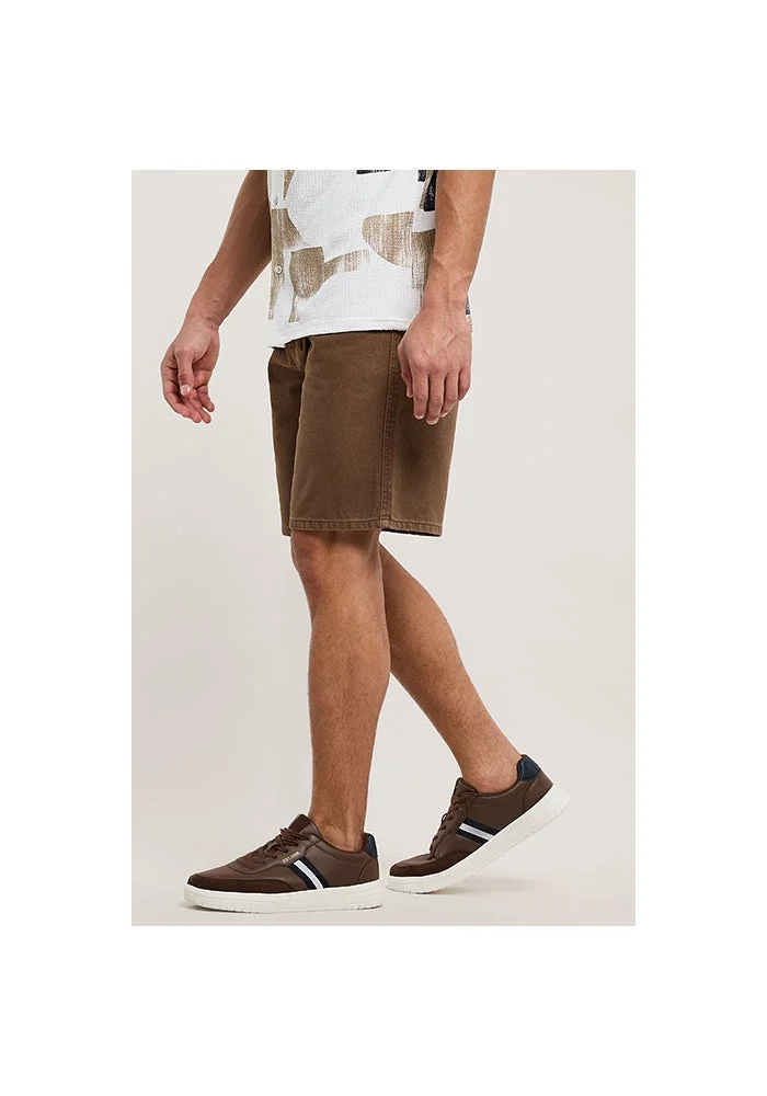 R&b  Solid Denim Shorts with Button Closure for Men | Best Price UAE