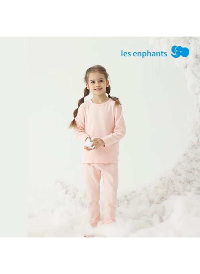 Les Enphants Children's Underwear Set, Boys And Girls Thermal Underwear Set, Home Wear Set, Peach Pink, 140cm - Image 1
