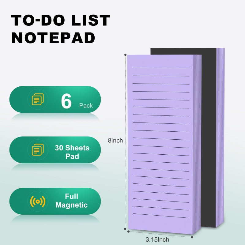 Nichela Magnetic Notepads Note Pads For Fridge With Full Magnet Back  180 Sheets Purple Lined Refrigerator Notepad  30 Sheets Per Pad For Grocery List  Shopping List  Office  Home  To-Do Lists & Memos - Image 2