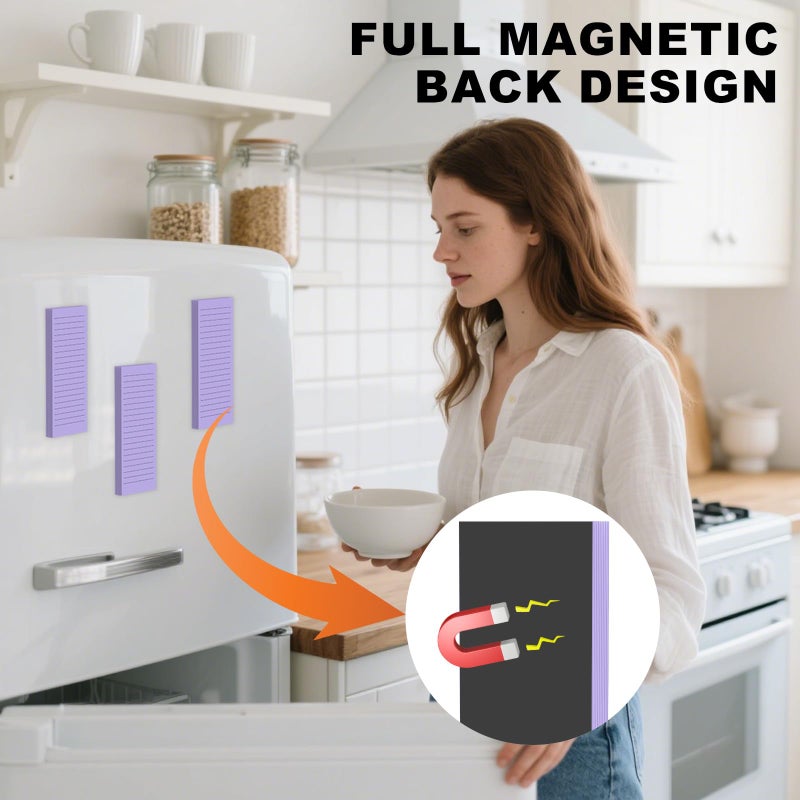 Nichela Magnetic Notepads Note Pads For Fridge With Full Magnet Back  180 Sheets Purple Lined Refrigerator Notepad  30 Sheets Per Pad For Grocery List  Shopping List  Office  Home  To-Do Lists & Memos - Image 4