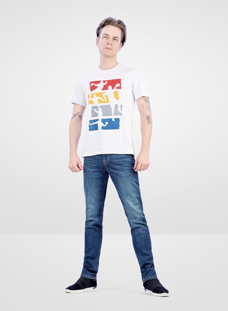 ويب دنيم Web Denim Medium Blue Mid Waist Regular Fit Straight Stretchable Jeans For Boys Fashionable Relaxed Fit Comfortable Denim Pant For Men - Image 1