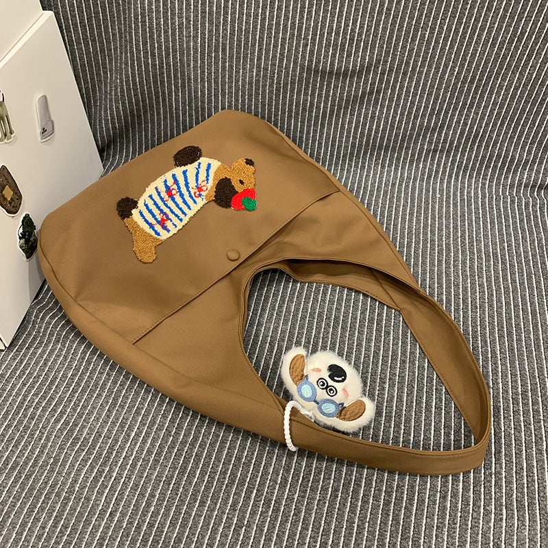 Korean Style Cute Dachshund Girl'S Underarm Bag Niche Design Shoulder Bag All-Match Commuter Tote Bag