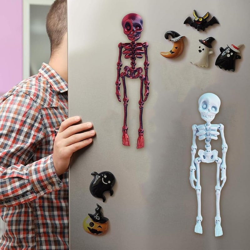 Poseable Skeleton Refrigerator Magnets Halloween Decoration For Kitchen Black - Image 4