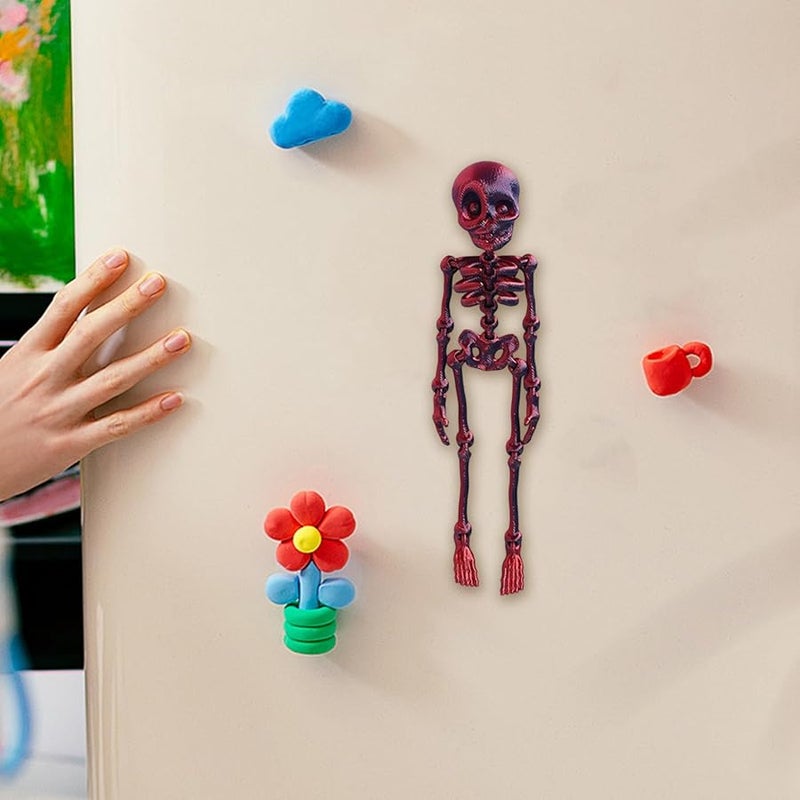 Poseable Skeleton Refrigerator Magnets Halloween Decoration For Kitchen Black - Image 2