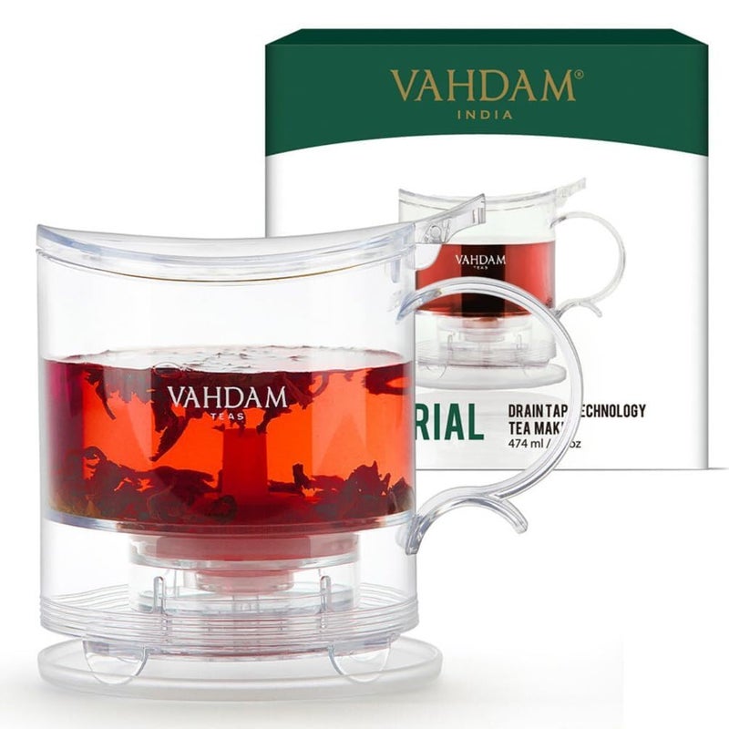 Vahdam Imperial Tea Infuser Teapot & Smart Tea Maker - BPA-Free, Drain-Tap Technology | Easy Brew, Easy Clean | Loose Leaf Brewing - Stylish Design | 16oz  - Image 1