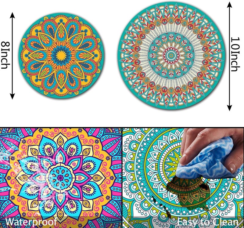 Tucocoo Nordics Kitchen Decor Boho Ethnic Flowers Burner Covers Farmhouse RusticSet of 4 Indian Floral ArtAbstract Geometric Pattern Round Burner Religion Symbol Burner Cover Folkloric Style GiftColorful - Image 3