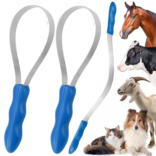 DiDiBirDi Dual-Sided Shedding Blade Dog Hair Brush - Stainless Steel Grooming Tool for Horses, Cattle, Sheep with Comfort Grip - Fine & Coarse Teeth for Long and Short Hairï¼ˆ2 Pcsï¼‰ - Image 1
