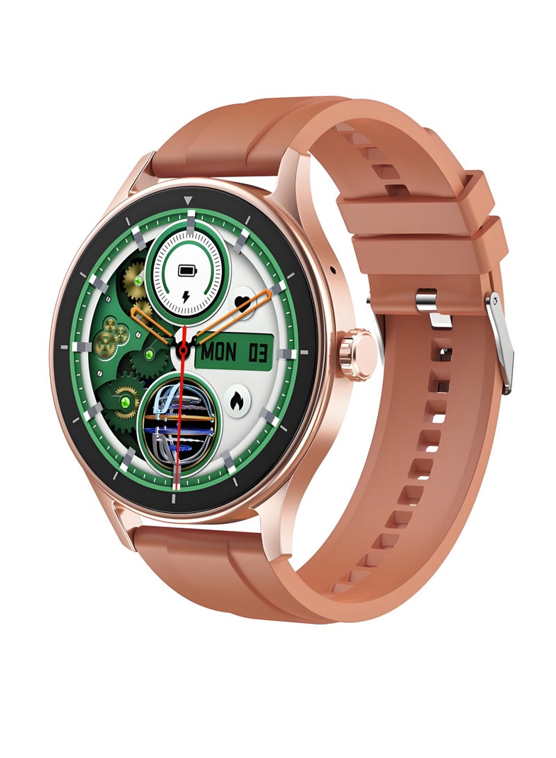 Smart Watch V19 PRO Round，Business Exercise Smartwatch，Waterproof Fitness Watch，Bluetooth Calling，Compatible with Androd and IOS，TFT Display，Heart Rate Moitoring，Gold - Image 1