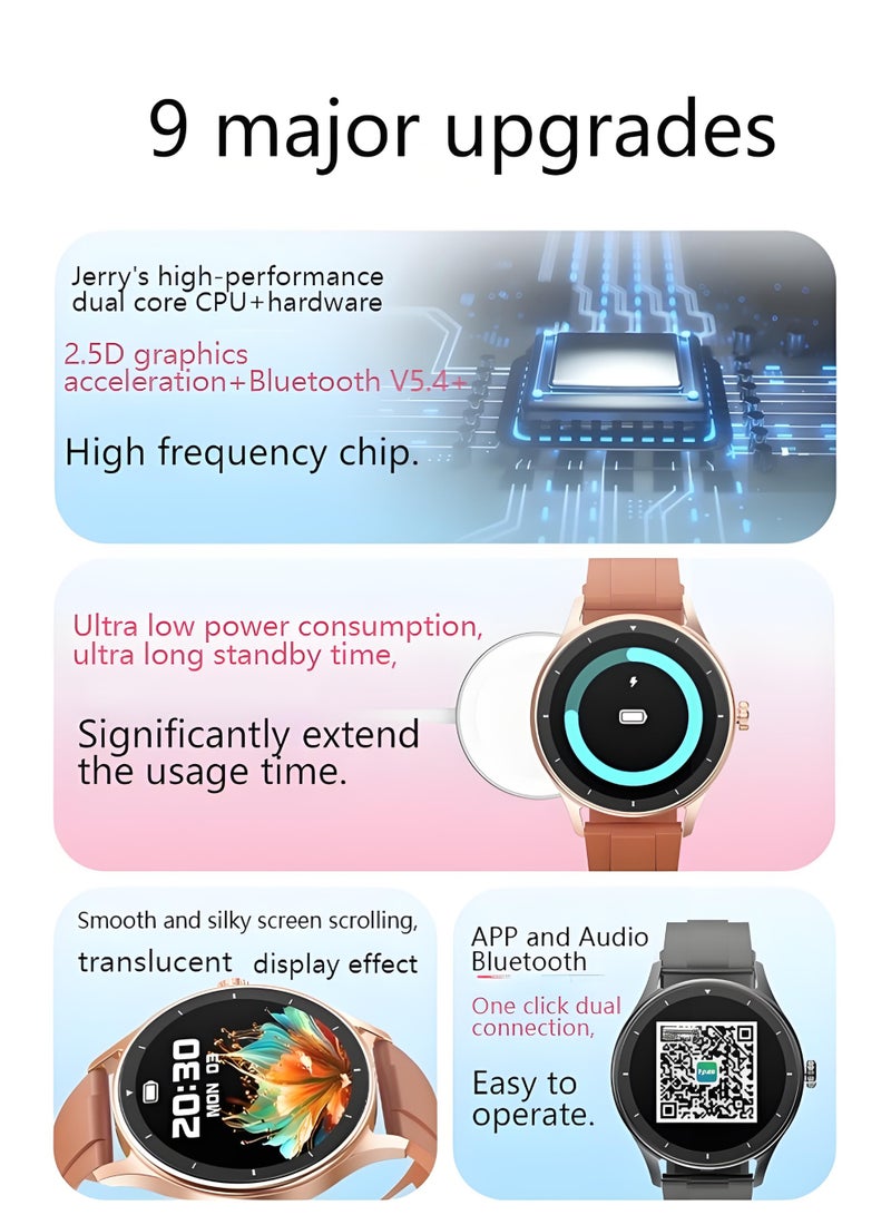 Smart Watch V19 PRO Round，Business Exercise Smartwatch，Waterproof Fitness Watch，Bluetooth Calling，Compatible with Androd and IOS，TFT Display，Heart Rate Moitoring，Gold - Image 3