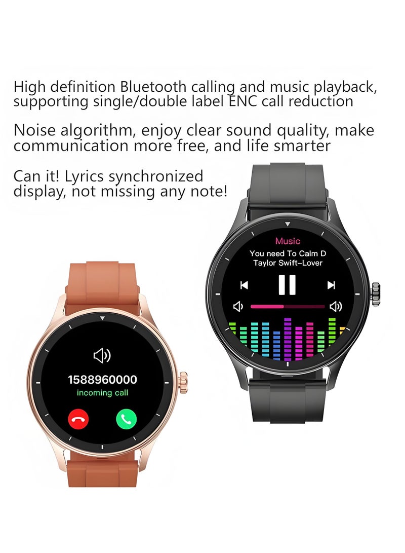 Smart Watch V19 PRO Round，Business Exercise Smartwatch，Waterproof Fitness Watch，Bluetooth Calling，Compatible with Androd and IOS，TFT Display，Heart Rate Moitoring，Gold - Image 2