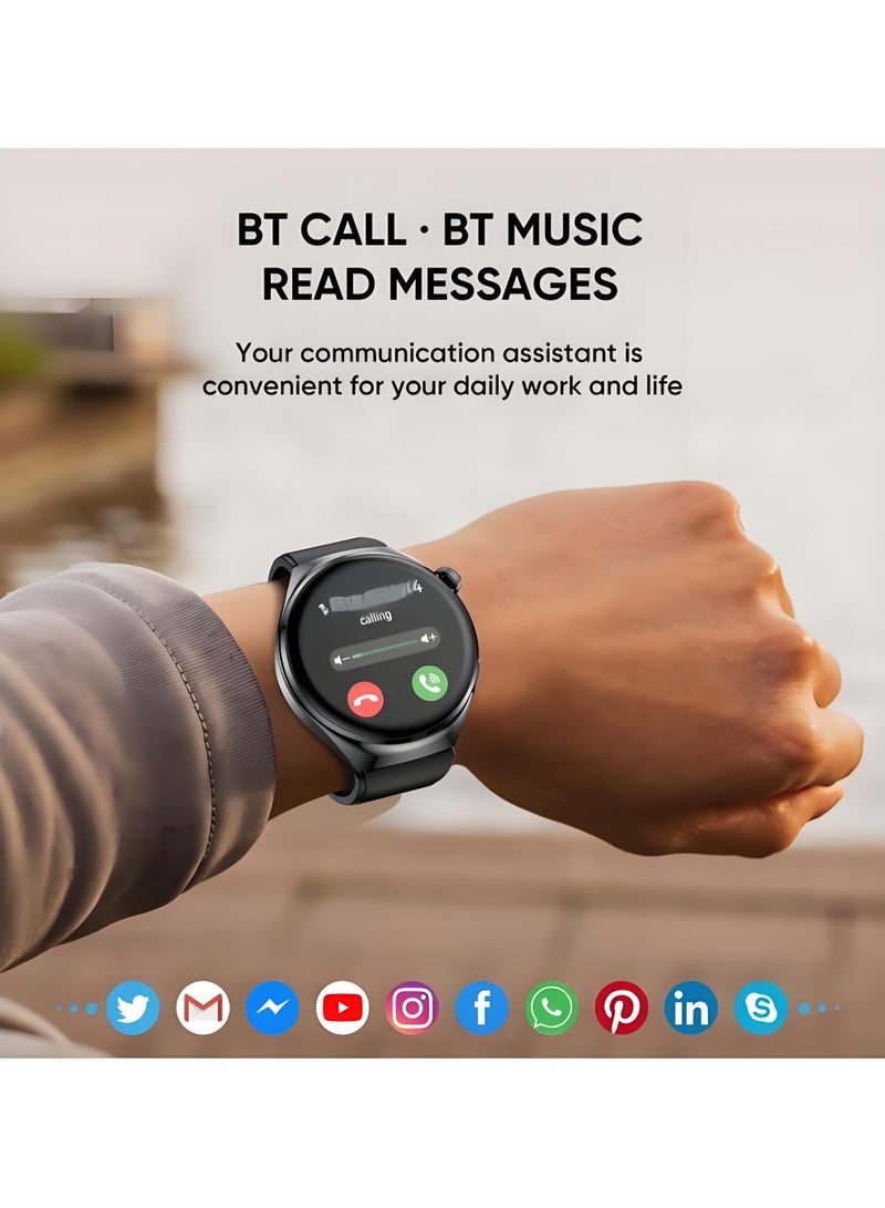 Smart Watch V19 PRO Round，Business Exercise Smartwatch，Waterproof Fitness Watch，Bluetooth Calling，Compatible with Androd and IOS，TFT Display，Heart Rate Moitoring，Gold - Image 5