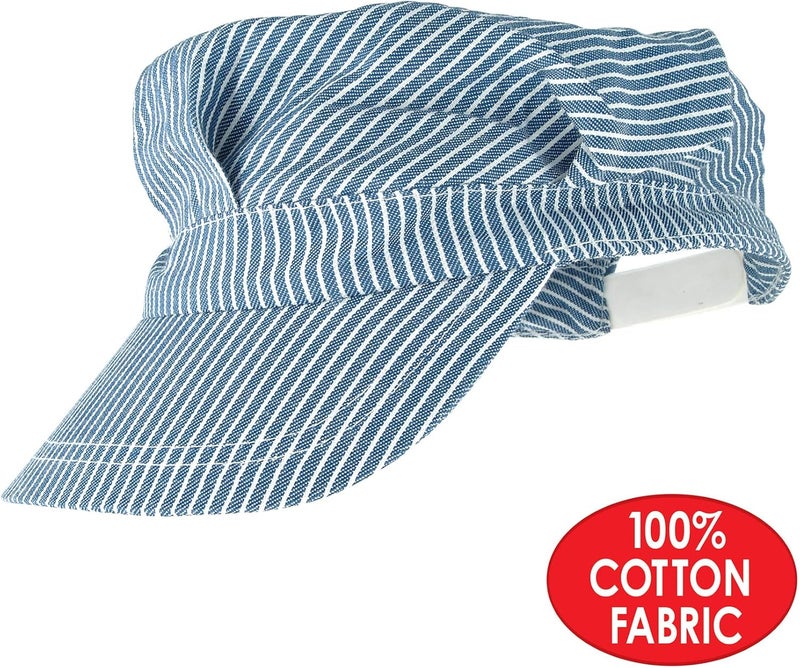 Beistle Train Engineer Hat - Blue and White Striped Adjustable Cap for Kids - Image 4