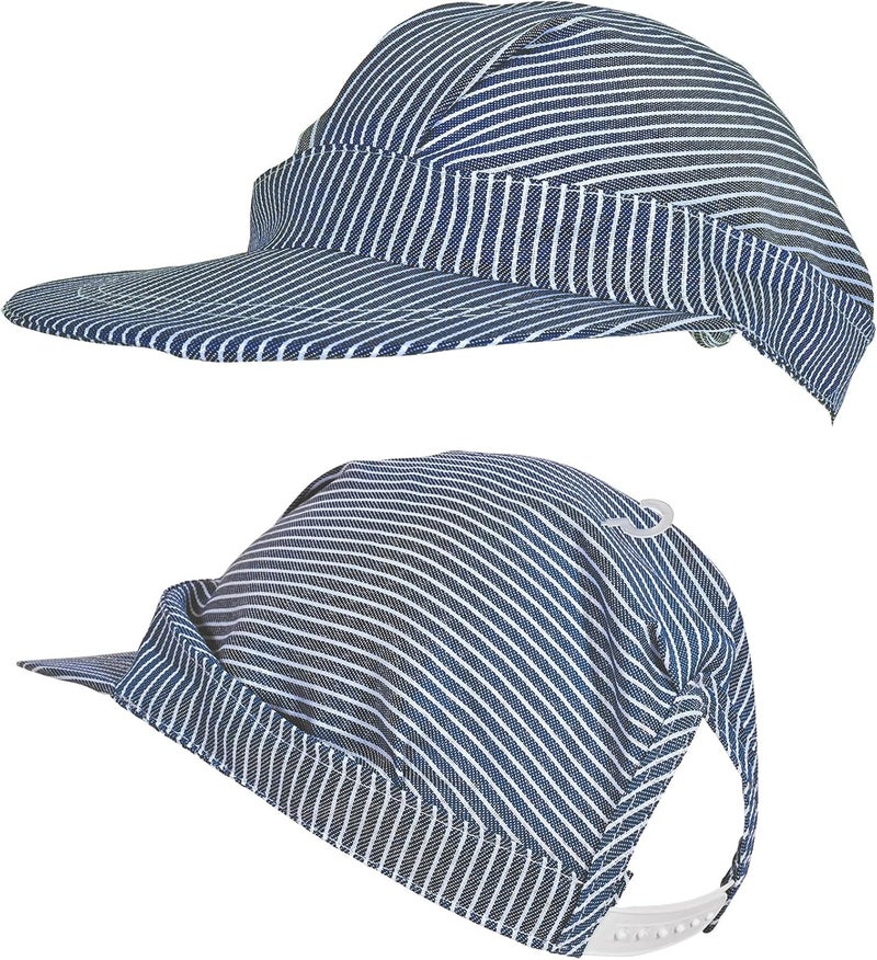 Beistle Train Engineer Hat - Blue and White Striped Adjustable Cap for Kids - Image 2