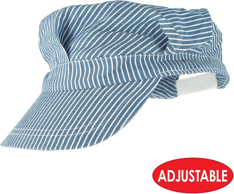 Beistle Train Engineer Hat - Blue and White Striped Adjustable Cap for Kids - Image 5