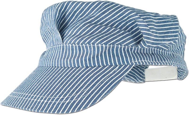 Beistle Train Engineer Hat - Blue and White Striped Adjustable Cap for Kids - Image 1