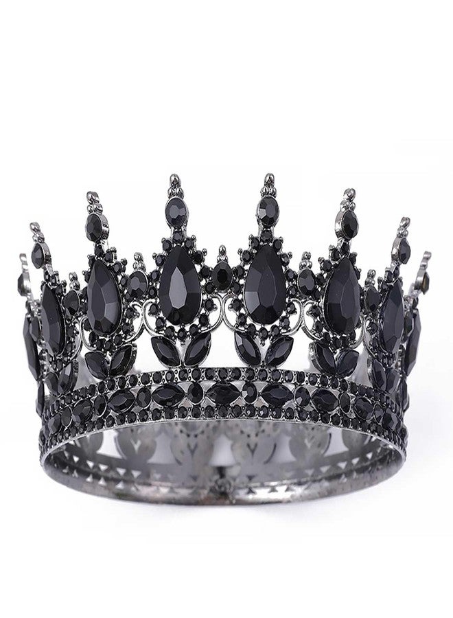 Foyte Baroque Queen Crown and Tiara Sparkly Rhinestone Wedding Crown Bride Tiaras Royal Princess Full Tiaras Headpieces for Women (all black) - Image 1