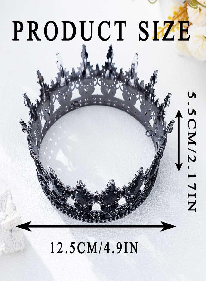 Foyte Baroque Queen Crown and Tiara Sparkly Rhinestone Wedding Crown Bride Tiaras Royal Princess Full Tiaras Headpieces for Women (all black) - Image 3
