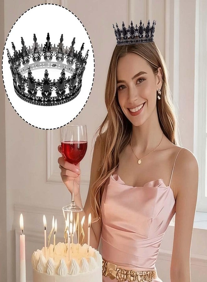 Foyte Baroque Queen Crown and Tiara Sparkly Rhinestone Wedding Crown Bride Tiaras Royal Princess Full Tiaras Headpieces for Women (all black) - Image 4