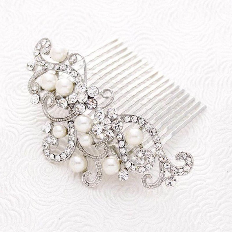 Yean Decorative Bride Wedding Hair Combs with Rhinestones Bridal Hair Accessories for Bridesmaids Silver