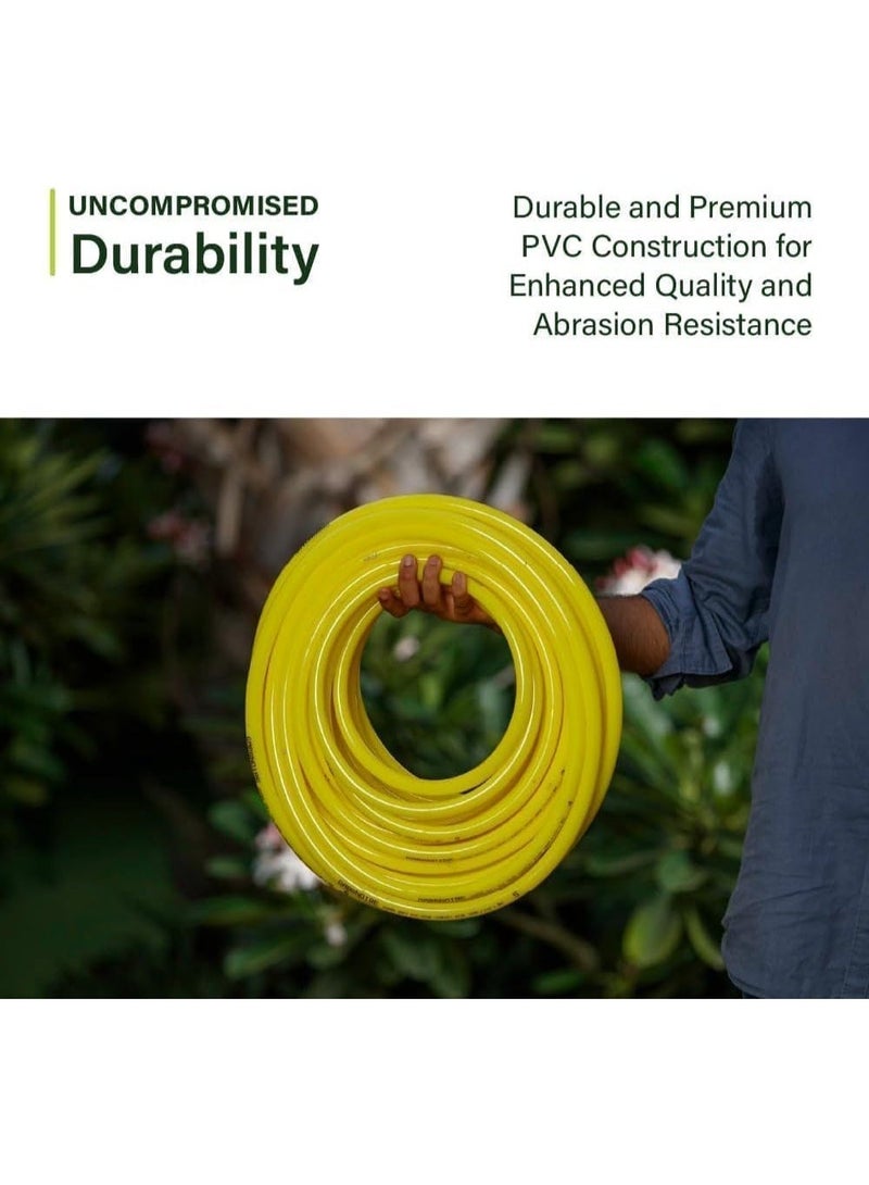 Emerald 1 Inch PVC Yellow Water Pipe| Lightweight, Durable & Flexible| Hose with Accessories Connector & Clamps| Watering Garden, Cleaning, Outdoor-Indoor Use (25 Yards) - Image 3