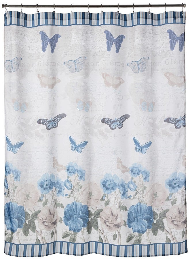 Popular Bath BEAUTIFLY SHOWER CURTAIN ENSEMBLE BLUE - Image 1