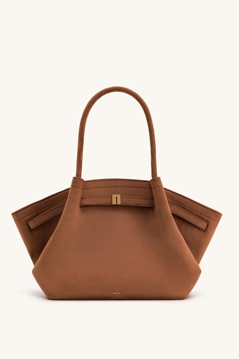 JW PEI Hana Medium Faux Suede Tote Brown - Image 1