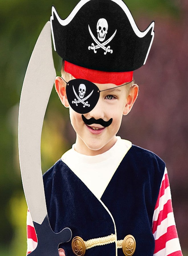 CHRIMISS Pirate Hat Set with Pirate Eye Patch, Mustache, Temporary Tattoos, 48PCs for Kid Birthday, Halloween Costume Accessories, Party Favors & Goodie Bag Fillers - Image 3
