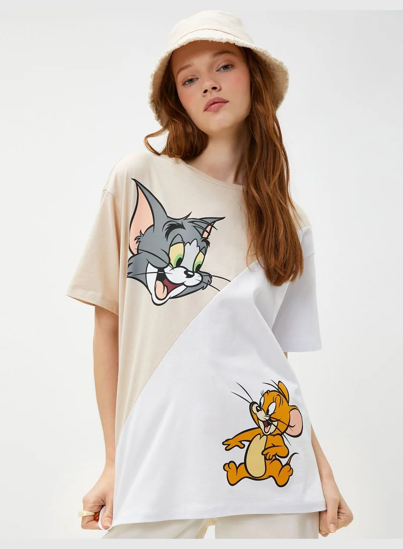 كوتون Tom and Jerry Licensed Short Sleeve Crop T-Shirt