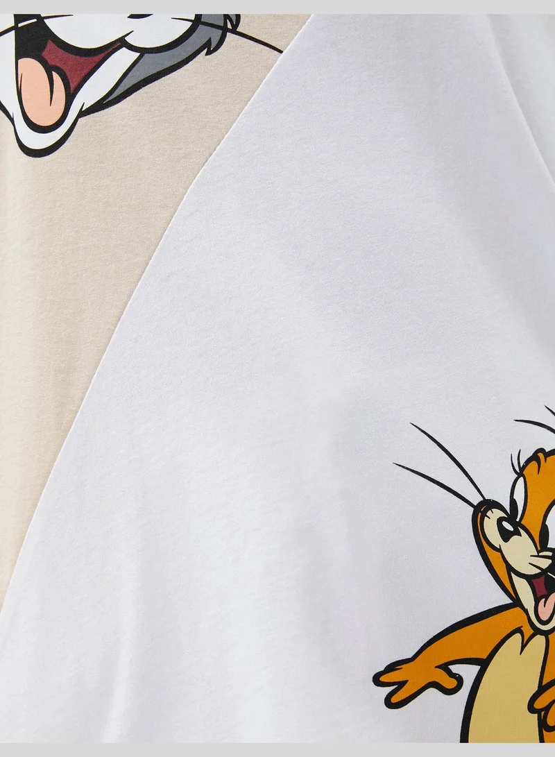 كوتون Tom and Jerry Licensed Short Sleeve Crop T-Shirt