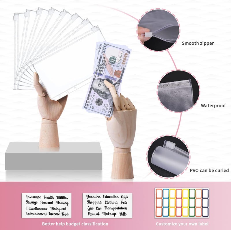 Onlyesh Budget Binder, Cash Envelopes for Budgeting, Money Organizer for Cash, 28Pcs Budget Binder with Cash Envelopes, Marble 6-Ring Money Saving Binder(Pink) - Image 4