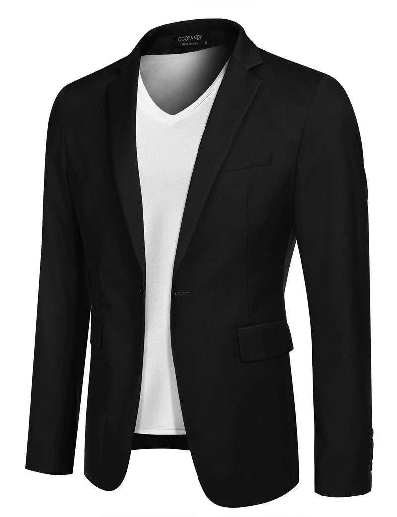 COOFANDY Mens Business Casual Blazer Slim Fit Lightweight Sports Coat Single Breasted Suit Jackets (Black S) - Image 1