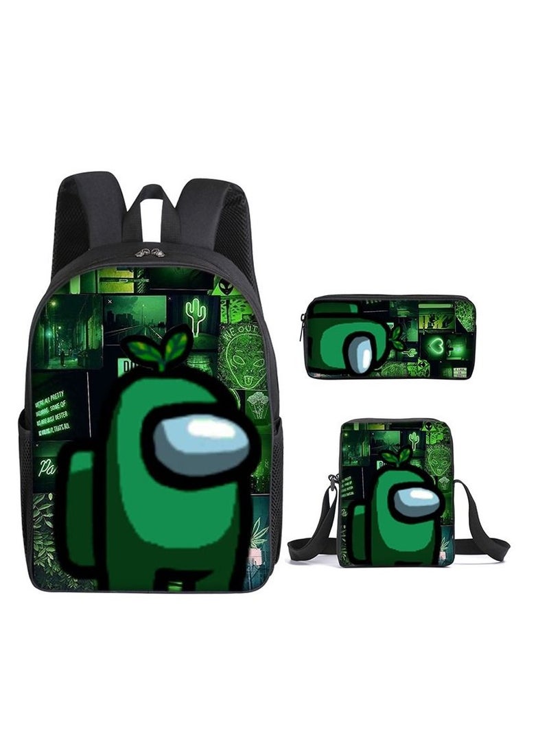 Y&D 3-Piece Among us 3D Print Insulated Lunch Backpack Set Multicolour