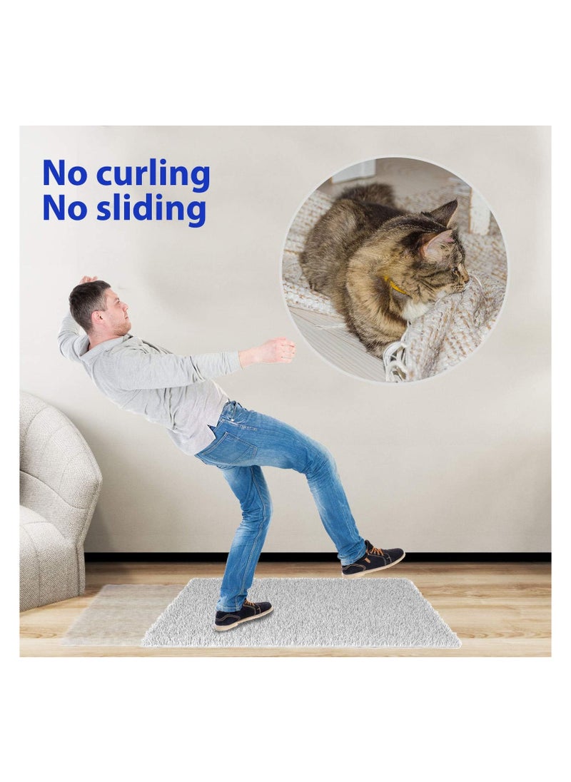 VIUAUAX Highly adhesive washable reusable double-sided carpet stickers non-slip PU removable adhesive fixing stickers4pcsRug Grippers, Best Non-slip Washable Rug Gripper, - New Materials to Anti Curling Rug Pad : Keep your rug in place & Make corner flat and Easily Peel off when need  - Image 4