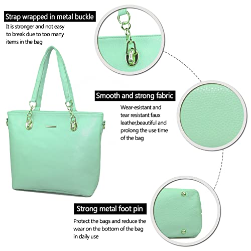 2E-youth Designer Purses and Handbags for Women Satchel Shoulder Bag Tote Top Handle Bag (4D-light green) - Image 5