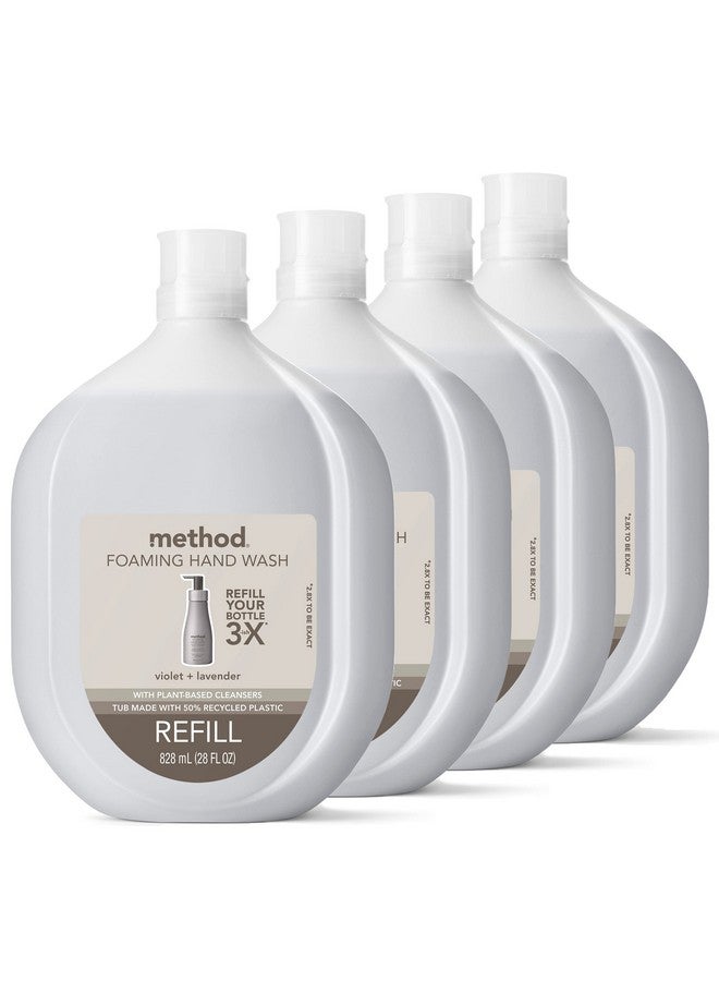 ميثود عبوة إعادة تعبئة صابون اليدين الرغوي من ميثود، بنفسجي + لافندر، زجاجة قابلة لإعادة التدوير، تركيبة قابلة للتحلل الحيوي، 28 أونصة سائلة (عبوة من 4 قطع) - Image 1