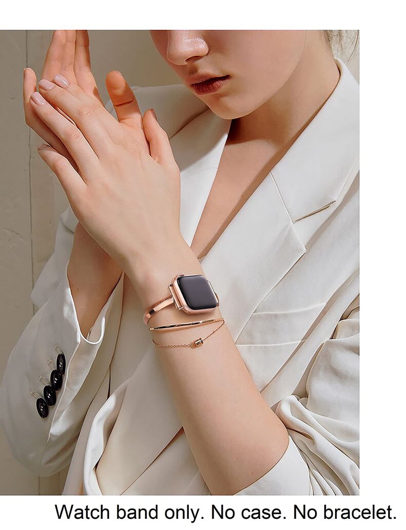 PlusRoc Stainless Steel Band Compatible with Apple Watch Band 38mm 40mm 41mm 42mm(Series 11/10) iWatch SE Series 11 10 9 8 7 6 5 4 3 2 1, Slim Versatile Bangle Bracelet for Women, Copper - Image 4