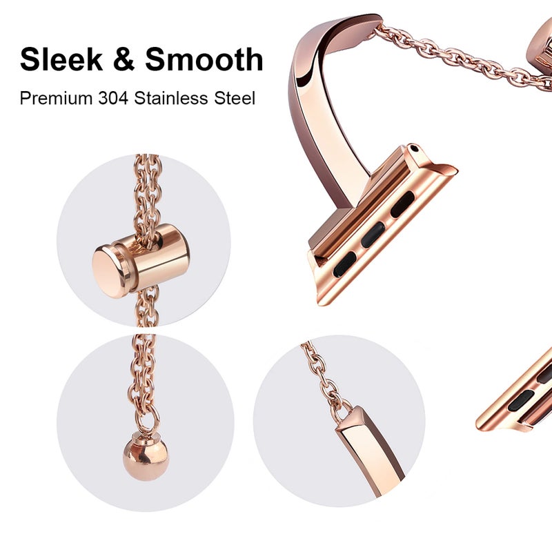 PlusRoc Stainless Steel Band Compatible with Apple Watch Band 38mm 40mm 41mm 42mm(Series 11/10) iWatch SE Series 11 10 9 8 7 6 5 4 3 2 1, Slim Versatile Bangle Bracelet for Women, Copper - Image 5