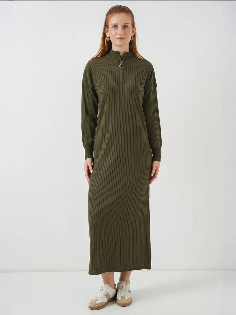 بيغ دارت BDART Textured Knit Dress with Half Turtleneck and Zipper