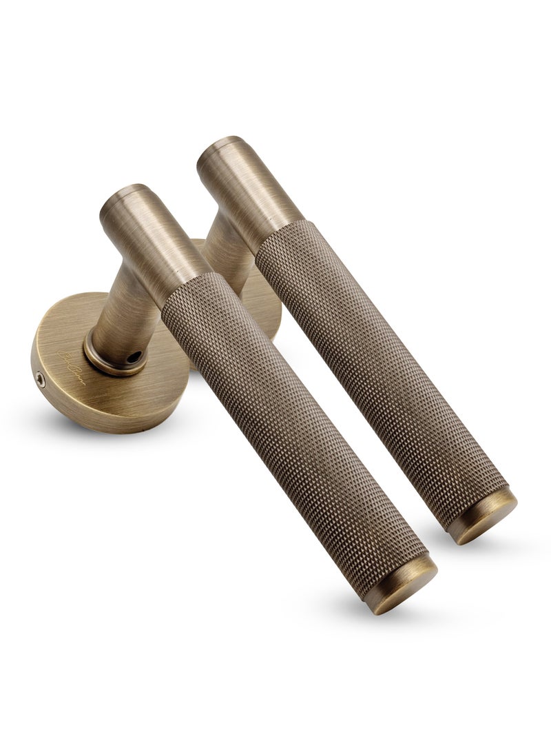 CINCINNO Fidelis/A Premium Anti-Rust Brass Door Handle Pair – Durable & Stylish for Home & Office, UV Protection, 2-Year Color & 5-Year Mechanical Warranty, Salt Spray Tested (Light Antique Brass)  - Image 1