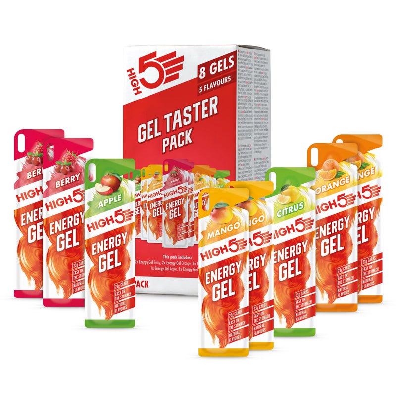 High5 Energy Gel Pack - Running Gel for Quick Energy Release - Natural Fruit Juice & Caffeine-Free - On-the-Go Sports Nutrition for Runners, Cyclists & Endurance Training (Assorted Flavours, 8 x 40g) - Image 1