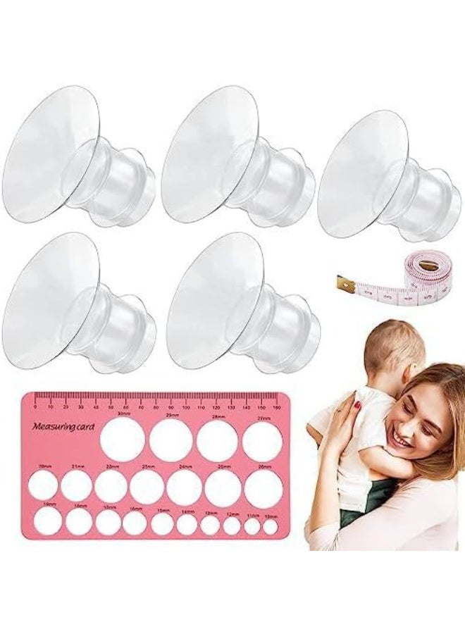 Breast Pump Flange Inserts, 5-Piece Set 13/15/17/19/21mm, Compatible with 24mm Shields for Momcozy S9/S10/S12, Equipped with nipple measuring tools - Image 1