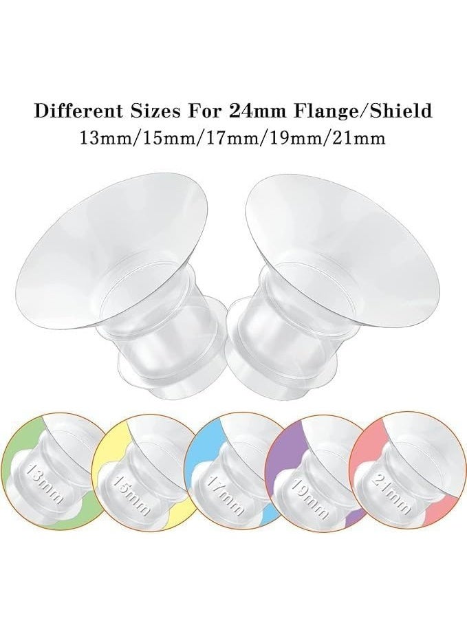 Breast Pump Flange Inserts, 5-Piece Set 13/15/17/19/21mm, Compatible with 24mm Shields for Momcozy S9/S10/S12, Equipped with nipple measuring tools - Image 3