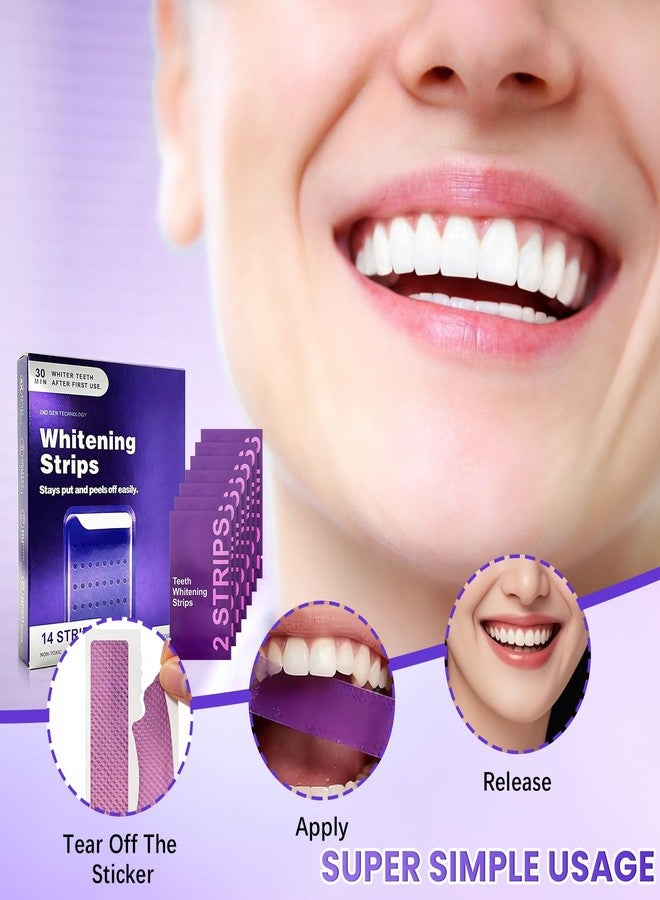 hadaclub 28 Strips Purple Teeth Whitening Strips Purple Whitening Strips, Portable Whitening Strips Purple, for Sensitive Tooth, Removes Yellow Stains & Bad Breath for Natural Shine - Image 3