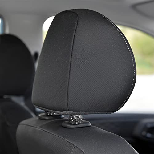 BELOMI 4 Pack Car Headrest Collars, Bling Car Head Rest Collars Rings Decor, Rhinestone Car Head Rest Collars, Diamond Interior Car Seat Accessory (Black) - Image 4